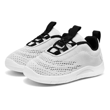 MORENDL Toddler Sneakers Baby Slip On Walking Shoes Non-Slip Breathable Boys & Girls Running Shoes Infant Tennis Shoes Whtie Black 9-12 Months Size 4.5 - Image 1