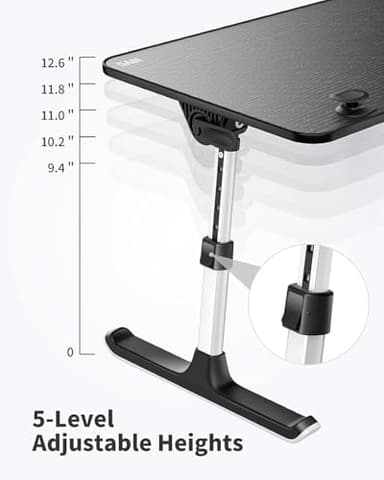 SAIJI Height & Angle Adjustable Laptop Stand for Bed, Lap Desk Bed Tray Table, Light Weight Foldable Portable Laptop Table for Couch Sofa Chair Floor Desk for Adults, Kids (Black) - Image 7