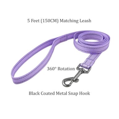 Olahibi Dog Collar Leash Set, Durable Nylon with Reflective Stripes, 5ft Matching Leash, for Small Dogs.(S, Purple) - Image 5