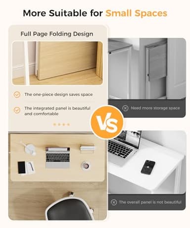 POLWKZU Folding Desk Small Foldable Desk for Small Space, 31.5 Inches Writing Computer Desks in Study, Home Office Foldable Office Desks for Bedroom, Oak - Image 7