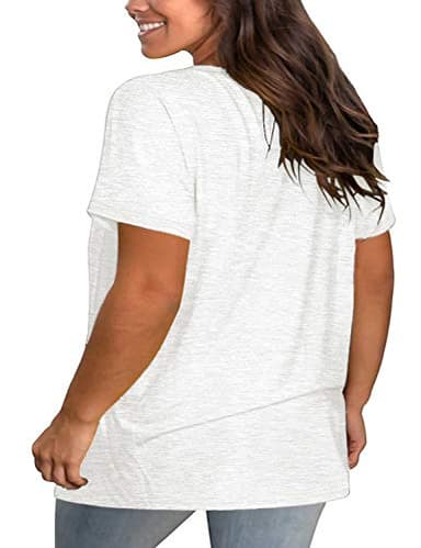 Haloumoning Plus Size Tops for Women Summer Short Sleeve Oversized T-Shirt Casual Sexy V Neck Loose Cotton Tee Shirts - Image 2
