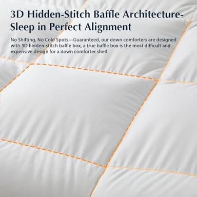 Pacific Coast Goose Feather Down Fiber Comforters Queen Size, Extra Fluffy White Duvet Insert, Ultra-Soft, Breathable, All Season Hotel Luxury Bedding Comforters, 8 Corner & Center Loops (90"x90") - Image 7