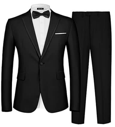 MAGE MALE Men's 2 Piece Suit Notched Lapel One Button Slim Fit Formal Wedding Prom Tuxedo Suits Blazer Pants with Bow Tie Set - Image 1