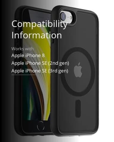 Hualele Magnetic for iPhone SE Case 2022/3rd/2020/2nd gen,iPhone 8/7 Case,Compatible with MagSafe, Military Grade Dropproof Translucent Matte Hard Back Soft Edge Slim Protective Phone Case,Black - Image 3