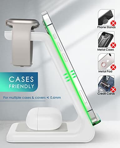 3 in 1 Wireless Charging Station, 2025 Upgraded Fast Desk Charger Station for iPhone 17 16 15 14 13 12 Pro Max Plus, Charger Stand for Apple Watch 11 10 9 8 7 6 5 4 3 2 Ultra SE, Airpods 4 3 2 Pro - Image 3