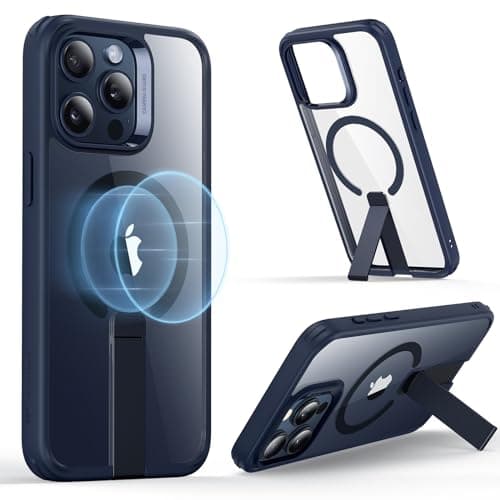ESR for iPhone 15 Pro Max Case with Stand, Military-Grade Shockproof Protection, Magnetic Fully Adjustable Flickstand Phone Case, Compatible with MagSafe Accessories, Boost Series, Clear Dark Blue - Image 1