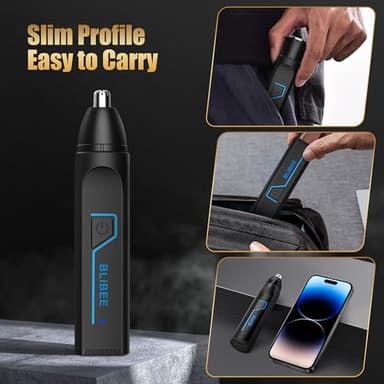 Ear and Nose Hair Trimmer for Men Women, 3-in-1 Professional Painless USB Rechargeable Eyebrow Trimmer, Nose Hair Trimmer for Men, Facial Hair Remover with Powerful Motor, Black - Image 5