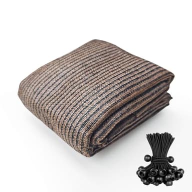 Shatex 90% Sun Shades for Patios 10x 20ft Shade Fabric Sun Shade Cloth Taped Edge with Grommets Sun-Block Mesh Shade for Pergola Cover Canopy Mocha, 12 Bungee Balls - Image 2