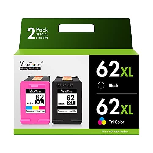 Valuetoner 62XL Ink Cartridges Black and Color Remanufactured for HP Ink 62 for HP 62XL Works with HP Envy 7640 7645 5660 5540 5640 7644 OfficeJet 5740 5741 8040 OfficeJet 200 250 258 Series (2-Pack) - Image 1
