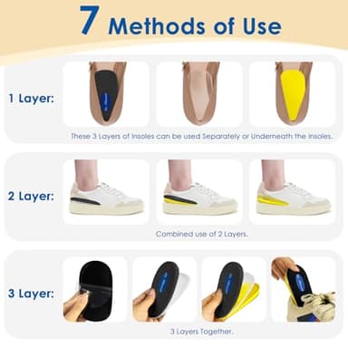 Dr. Shoesert Adjustable Orthopedic Heel Lift, 3-Layer Height Increase Insoles for Heel Pain and Leg Length Discrepancy, Heel Wedge Inserts for Achilles Tendonitis (Black, Large) - Image 5