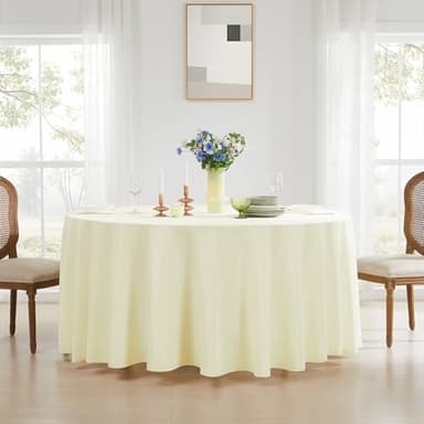 Aocoz Round Tablecloth 120 Inch Tablecloth 10 Pack Ivory Table Cloths Washable Decorative Polyester TableClothes Cover for Dining Table Banquets Buffet Parties and Wedding - Image 2