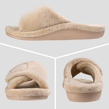 GRITHEIM Women's Orthotic Arch Support Slippers Fuzzy Adjustable Orthopedic Slippers for Plantar Fasciitis Furry Slide for Ladies (Brown,10) - Image 6