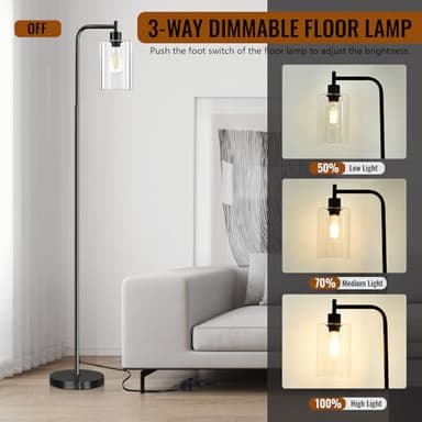 Floor Lamp,Floor Lamps for Living Room with Glass Lampshade,Modern Design Lamps Living Room,Standing Lamp with Premium Metal Material,Dimmable Living Room Lamps,Arced Floor Lamps,Tall Lamp(One Bulb) - Image 2