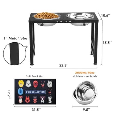 ADENGL Metal Elevated Dog Bowl for Large 𝐋𝐚𝐫𝐠𝐞 Raised Bowl Stand with Sprill Proof Mat and 2000ML Pet Bowls, Food & Water Bowls 16" Tall Dog Feeder for Large Breed - Image 5