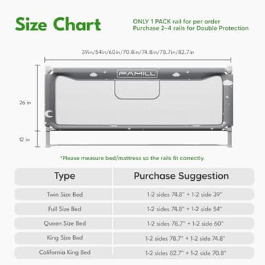 FAMILL Bed Rail for Toddlers, Toddler Bed Rails, 2 Minutes Assembly Foldable Guard for Baby, Suitable for Queen/King/Full/Twin Size, Star, 54", 1 Side - Image 4