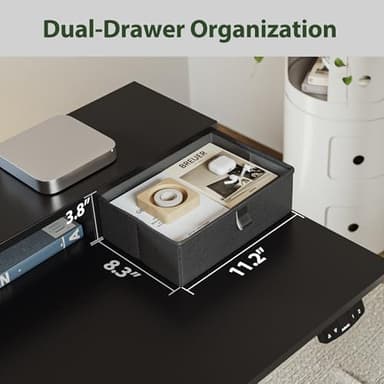 Agilestic Electric Standing Desk with 2 Drawers and Keyboard Tray, 48 x 23 Inches Ergonomic Adjustable Height Desk with Storage, Sit Stand Computer Workstation, Black - Image 4