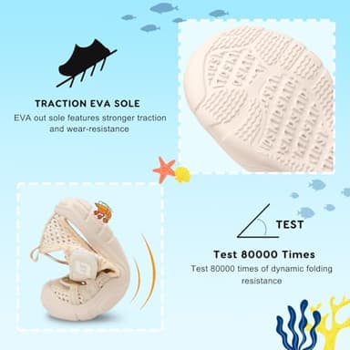 JOINFREE Girls Water Shoes Breathable Sandals Lightweight Sneakers Quick Dry Closed-Toe Aquatic Sport Beach Sandals Toddler/Little Kid 11 Toddler Mesh Beige - Image 4