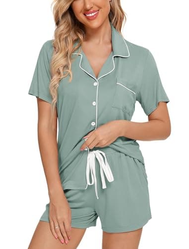 Leikar Bridesmaid Pajamas Sets For Women Soft Short Sleeve Shirt And Pajama Pants Soft Pjs Lounge Sets - Image 1