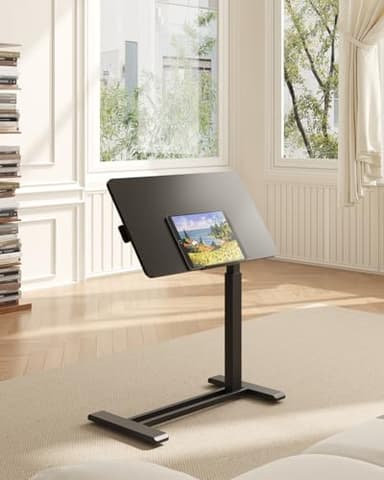 FLEXISPOT Mobile Standing Desk with Wheels Pneumatic Laptop Desk Rolling Computer Cart Movable Height Adjustable Small Sit Stand Desk Computer Workstations Home Use(31.5" W x 15.7" D, Black) - Image 9