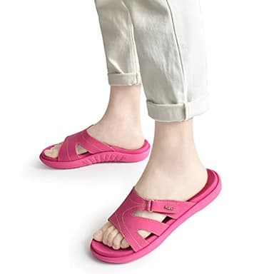 KuaiLu Womens Fashion Orthotic Slides Ladies Lightweight Athletic Yoga Mat Walking Sandals Slip On Thick Cushion Recovery Slippers Sandles Comfortable Plantar Fasciitis Arch Support Hot Pink Size 8.5 - Image 7