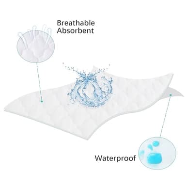 Bassinet Mattress Pad Cover Waterproof, Fits 19" x 33" Baby Delight, YADAQE, KoolaBaby, Angelbliss, Cowiewie, Maxi COSI, Dream On Me Skylar/Lotus and BabyBond Bedside, Ultra Soft, 2 Pack - Image 4