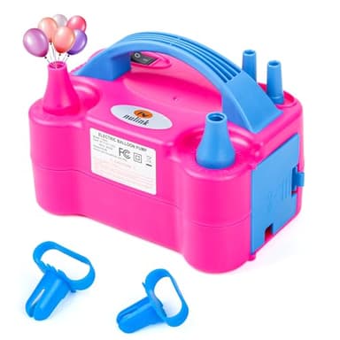 NuLink Electric Portable Dual Nozzle Balloon Blower Pump Inflation for Decoration, Party, Sport [110V~120V, 600W, Rose Red] - Image 1