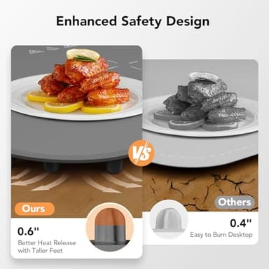 Food Warming Mat, Food Warmers for Parties Buffet, Silicone Heating Mat with 7 Temperature Settings, Roll-Up Storage, 17.91"x12.8", Grey - Image 5