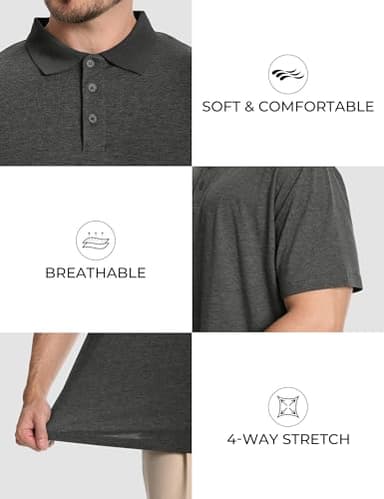 Men's Casual Polo Shirts Short Sleeve Summer Shirts Classic Collared Golf Shirt - Image 4