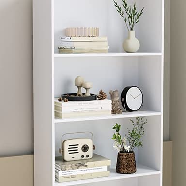 FOTOSOK 6-Tier Open Bookcase and Bookshelf, Freestanding Display Storage Shelves Tall Bookcase for Bedroom, Living Room and Office, White - Image 6