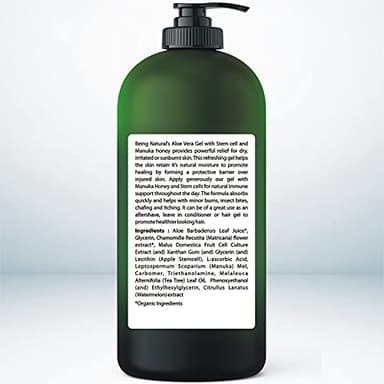 Aloe vera Gel - from 100% Pure Organic Aloe Infused with Manuka Honey, Stem Cell, Tea Tree Oil - Natural Raw Moisturizer for Face, Body, Hair. Perfect for Sunburn, Acne, Razor Bumps 16.9 fl oz - Image 2
