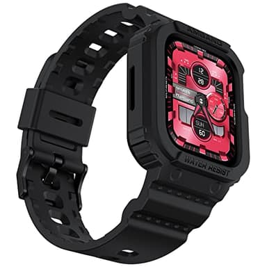 amBand Compatible for Apple Watch Band 41mm 40mm 38mm with Bumper Case, Rugged Men Women Bands for iWatch SE 3 SE2nd SE Series 9 8 7 6 5 4 3 2, Sport Military Protective Cases Drop-Proof, Matte Black - Image 2