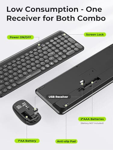 seenda Bluetooth Keyboard and Mouse for iPad, Multi-Device Bluetooth + 2.4G Wireless Keyboard Mouse with Tablet Holder for MacBook/Windows Computer, iOS/Andriod Tablet Phone, Black - Image 7