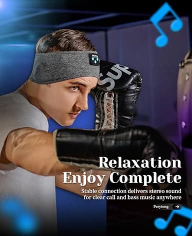 Perytong Sleeping Headphones Bluetooth Headband, Soft Long Time Play Sleeping Headsets with Built in Speakers Perfect for Workout,Running,Yoga,Travel, Darkgray - Image 5