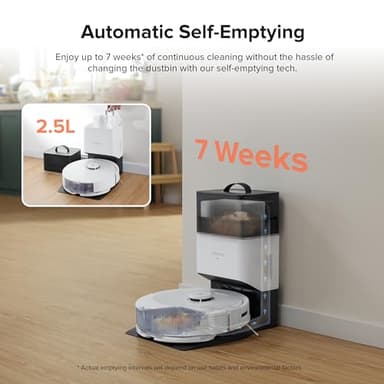 roborock Q8 Max+ Robot Vacuum and Mop, Self-Emptying, Hands-Free Cleaning for up to 7 Weeks, Reactive Tech Obstacle Avoidance, 5500 Pa Suction, DuoRoller Brush, APP-Controlled Mopping, White - Image 2