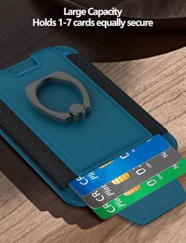 For Magsafe Wallet with Grip, 6-Card Holder, Stronger Magnetic Card Wallet Holder for iPhone 17/16/15, iPhone 14/13/12 Series, Leather Magnetic Phone Wallet with Privacy Flap, RFID Blocking, Blue - Image 2