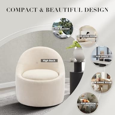 Swivel Barrel Accent Chair Set of 2, 360 with Hidden Storage, Modern Small Round Accent Chair for Living Room/Bedroom - Beige - Image 6