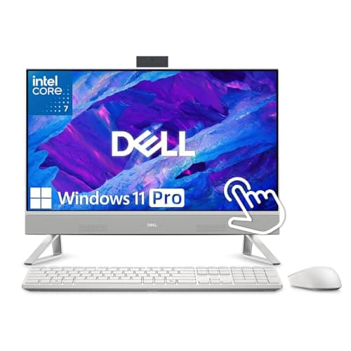 Dell 24" FHD IPS All-in-One Desktop PC, Touch Screen, Intel Core 7 150U, 16 GB DDR5 RAM, 512 GB SSD, DisplayPort HDMI, Wireless Keyboard & Mouse, WiFi, Anti-Glare, Windows 11 Pro, USB Type C, White - Image 1