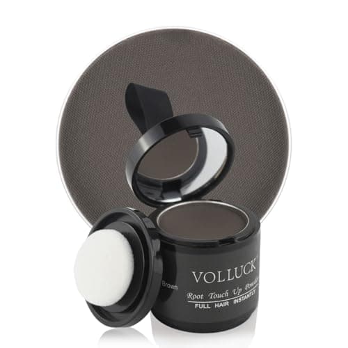 VOLLUCK Root Touch up Powder, Instant Hairline Powder for Thinning Areas and Gray Hair Coverage, Natural and Non-greasy Root Cover up for Women and Men (Dark Brown, 0.35 Ounce) - Image 1