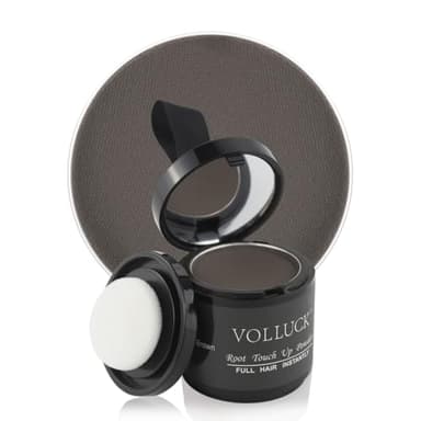 VOLLUCK Root Touch up Powder, Instant Hairline Powder for Thinning Areas and Gray Hair Coverage, Natural and Non-greasy Root Cover up for Women and Men (Dark Brown, 0.35 Ounce) - Image 1