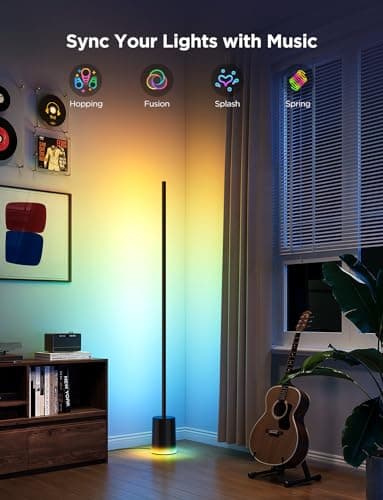 Govee Floor Lamp 2 with Matter, RGBIC, Warm Cool White LED, Alexa Compatible, 1725lm, Music Sync, Scene Modes, Smart Floor Lamp for Living Room, Bedroom, Black(1 Pack) - Image 9