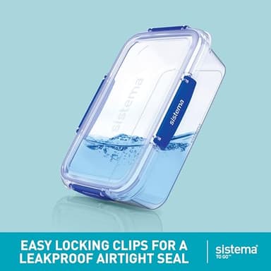 Sistema TO GO Stax Leakproof Food Storage Containers | 1 L | Airtight & Stackable Meal Prep Containers with Lids | Lunch Boxes | BPA-Free | 3 Count - Image 4