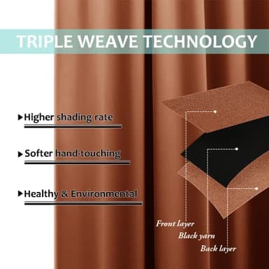 NICETOWN Full Shading Curtains 96 inches Long 2 Panels Set for Windows, Super Heavy-Duty Black Lined Blackout Curtains for Bedroom, Privacy Assured Window Treatment (Burnt Orange, 55 inches W) - Image 6