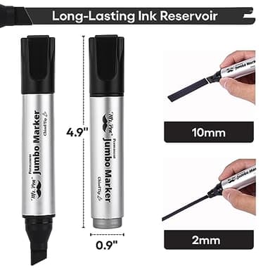 Mr. Pen- Jumbo Permanent Markers, 4 Pack, Chisel Tip, Black, Thick, Large, Wide Tip - Image 2