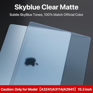 Soonjet for MacBook Air 15 inch Case M4 M3 M2 2025 2024 2023 [Official SkyBlue] [100% Match Official Color] Protective Hard Shell Matte Cover for Laptop A3241 A3114 A2941 - Sky Blue Clear - Image 3