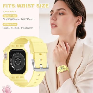 XYF Compatible for Crystal Clear Apple Watch Bands, 45mm 44mm 42mm Bumper Case for Men Women Jelly Sport Cover Strap for iWatch Ultra 2/1 Series 10 9 8 7 SE 6 5 4 3 2 1 (Yellow, 42/44/45) - Image 6