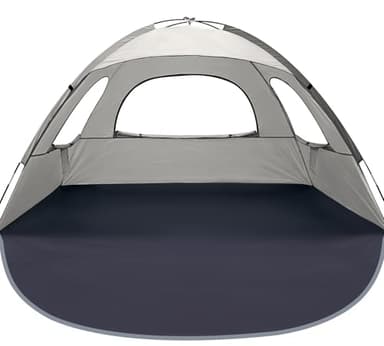 WhiteFang Beach Tent Anti-UV Portable Sun Shade Shelter for 4 Person, Extendable Floor with 3 Ventilating Mesh Windows Plus Carrying Bag, Stakes and Guy Lines (Baby's Breath) - Image 1