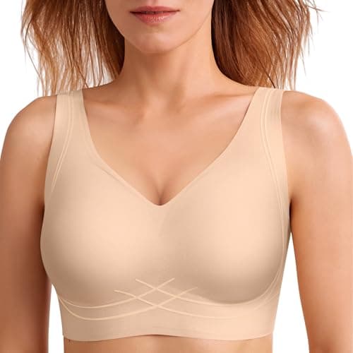 Bras for Women No Underwire Push Up Bralettes Wireless Supportive Tshirt Bras Seamless Wirefree Comfy for Everyday (Nude,L) - Image 1