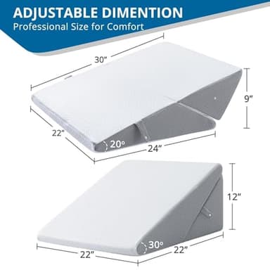 Sasttie Wedge Pillow for After Surgery, Adjustable Memory Foam Bed Wedge Pillow Headboard for Sleeping, Acid Reflux, Surgery Recovery, Neck & Back Support, White and Dark Grey - Image 7