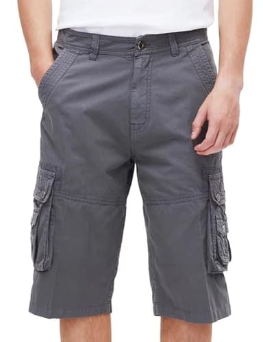 BEST SOUTH Men's Capri Long Twill Cargo Shorts Below Knee 13 Inches Cotton Relaxed Fit Casual Multi-Pocket Grey 40 - Image 5