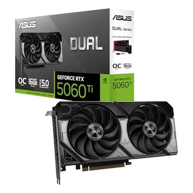 ASUS Dual GeForce RTX™ 5060 Ti 16GB GDDR7 OC Edition (PCIe 5.0, 16GB GDDR7, DLSS 4, HDMI 2.1b, DisplayPort 2.1b, 2.5-Slot Design, Axial-tech Fan Design, 0dB Technology, and More) - Image 1
